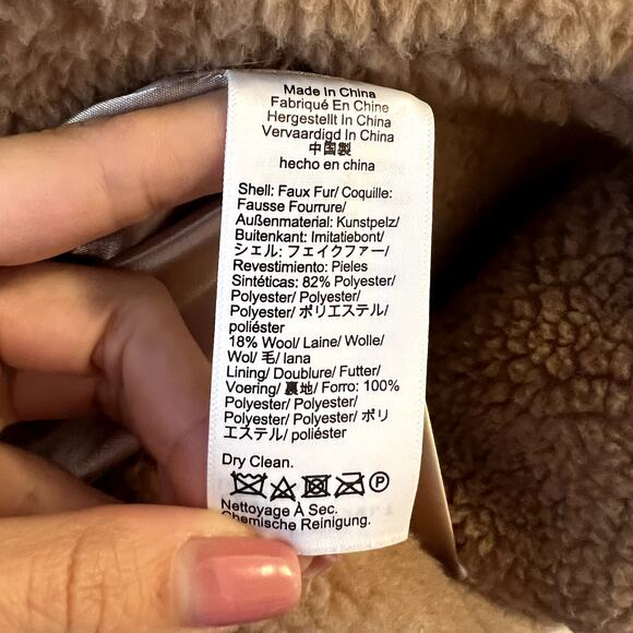 J.Crew Relaxed topcoat coat sherpa wool blend beige brown size M - Picture 7 of 8